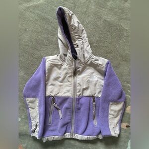 The North Face Kids Lavender and Grey Hooded Puffer Jacket
